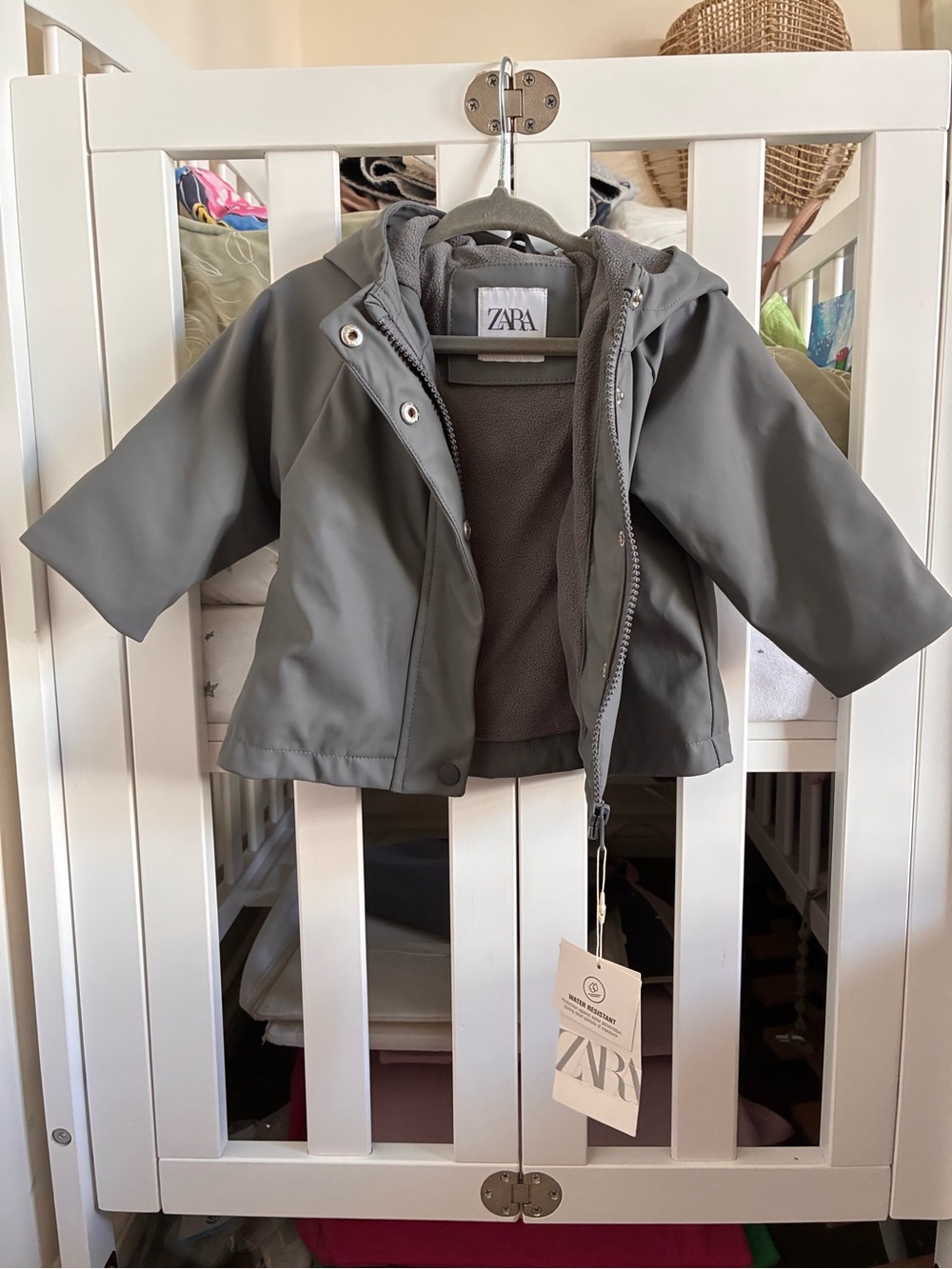 Zara Kids Hooded Raincoat in blue/Gray